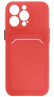 Силиконовый чехол для Apple iPhone 13 Pro с кардхолдером красный