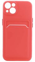 Силиконовый чехол для Apple iPhone 13 с кардхолдером красный