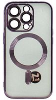 Силиконовый чехол для Apple iPhone 14 Pro Berlia Magsafe прозрачный фиолетовый борт