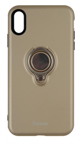 Силиконовый чехол Faison для Apple iPhone XS Max Ring, с держателем, магнит, золотой