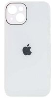 Силиконовый чехол для Apple iPhone 14 стеклянный с защитой камеры белый