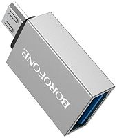 Адаптер Borofone BV2 Micro USB OTG Adapter серый