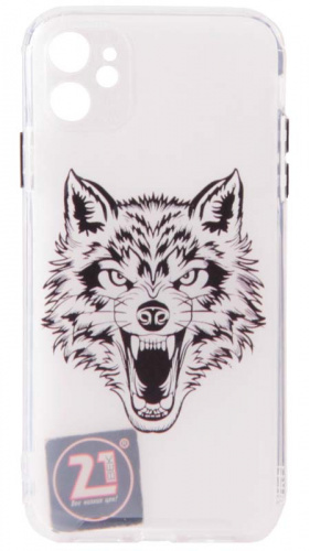 Силиконовый чехол для Apple iPhone 11 матовый прозрачный волк