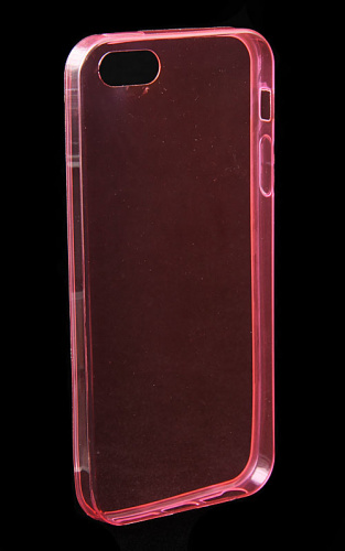 Силиконовый чехол для iPhone 5 0,5 mm глянцевый техпак (прозрачно-розовый)