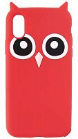 Силиконовый чехол для Apple iPhone X/XS Фигурный сова красный