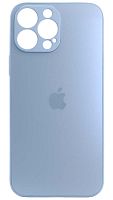 Силиконовый чехол для Apple iPhone 13 Pro Max матовое стекло голубой