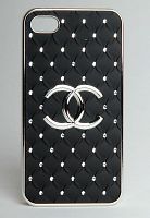 Задняя накладка для iPhone4S/4G Like Diamond Chanel со стразами черная