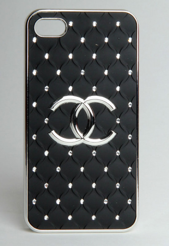 Задняя накладка для iPhone4S/4G Like Diamond Chanel со стразами черная