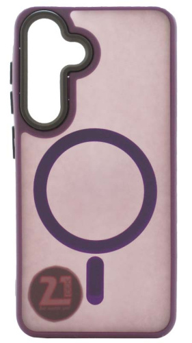 Силиконовый чехол MagSafe для Samsung Galaxy S24 матовый фиолетовый