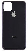Силиконовый чехол для Apple iPhone 11 Pro Max стеклянный с лого черный