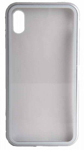 Чехол-накладка для Apple iPhone XS Max 360 градусов магнитная серебро
