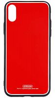 Задняя накладка для APPLE iPhone X/XS, Joyroom JR-BP519 Crystal series, стекло, силикон, красный