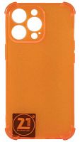 Силиконовый чехол для Apple iPhone 13 Pro с уголками прозрачный оранжевый