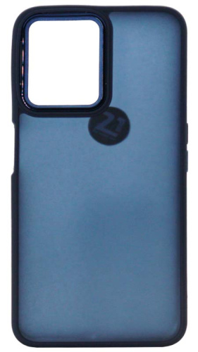 Силиконовый чехол для Realme C35 хром с глянцевой камерой синий
