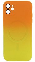 Силиконовый чехол для Apple iPhone 11 MagSafe с защитой линз оранжевый/желтый