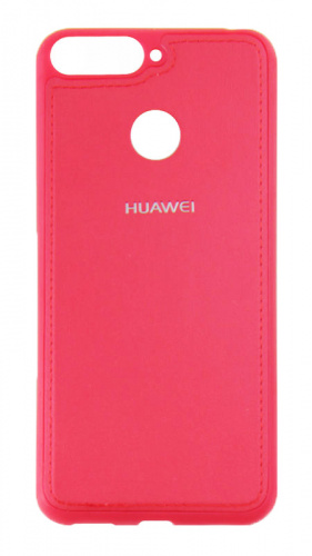 Силиконовый чехол для Huawei Honor 8A/Y6 (2019) кожа с логотипом красный