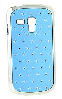 Задняя панель для Samsung I8190 Galaxy S III mini  СТРАЗЫ металл (голубая)