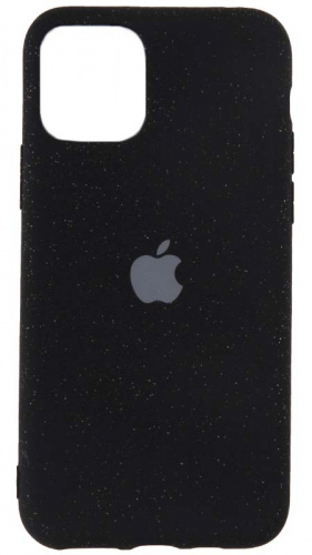 Силиконовый чехол для Apple iPhone 11 Pro матовый с блестками черный
