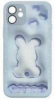 Силиконовый чехол для Apple iPhone 12 стеклянный с защитой линз bunny