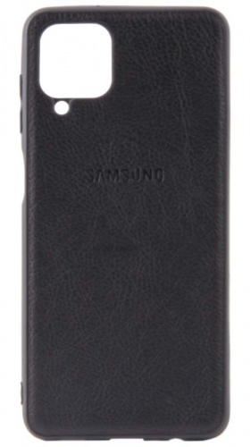 Силиконовый чехол для Samsung Galaxy A12/A125 кожа с лого чёрный