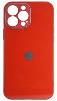 Силиконовый чехол для Apple iPhone 13 Pro Max стеклянный с защитой камеры красный