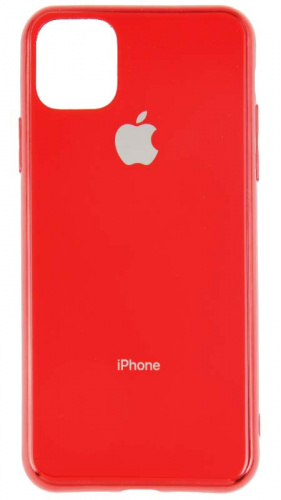 Силиконовый чехол для Apple iPhone 11 Pro Max стеклянный с лого красный