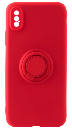 Силиконовый чехол для Apple iPhone X/XS матовый с кольцом красный