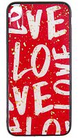 Силиконовый чехол для Apple iPhone XS Max с блёстками Love красный