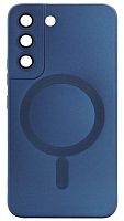Силиконовый чехол для Samsung Galaxy S22 MagSafe матовый с линзами синий
