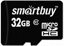 32GB карта памяти MicroSDHC class10 Smart Buy (без адаптеров)