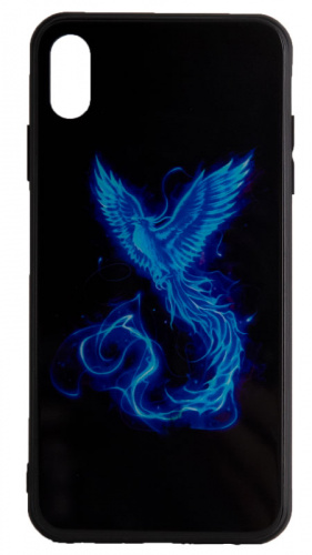 Силиконовый чехол для Apple iPhone XS Max стеклянный феникс чёрный