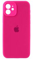 Силиконовый чехол Soft Touch для Apple iPhone 12 с защитой камеры лого неоновый розовый