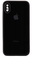 Силиконовый чехол для Apple iPhone X/XS стеклянный с защитой камеры черный