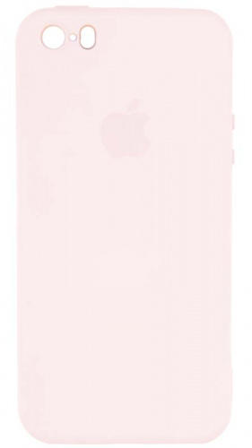 Силиконовый чехол Soft Touch для Apple iPhone 5/5S/SE с лого розовый