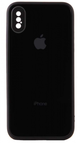Силиконовый чехол для Apple iPhone X/XS стеклянный с защитой камеры черный