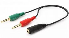 Кабель аудио сигнала Cablexpert CCA-418, джек3.5 наушники + 3.5 микрофон-> джек3.5 4pin, длина 20см