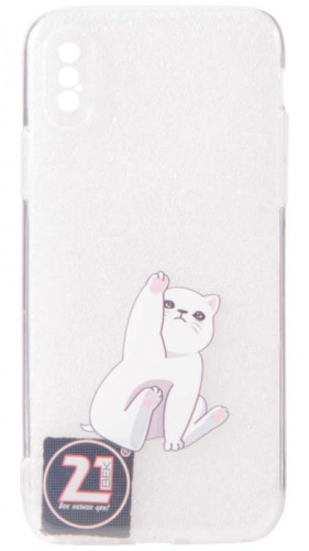 Силиконовый чехол для Apple iPhone X/XS белый котик