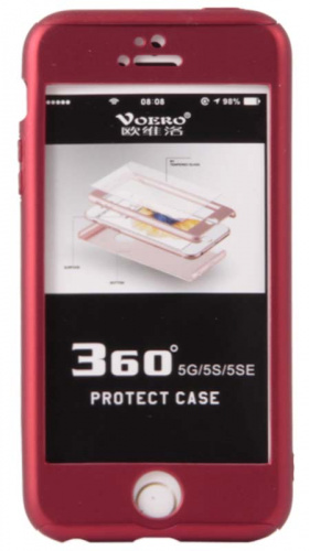 Чехол-накладка 360 градусов для iPhone 5/5S красный