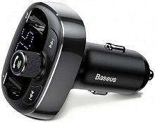 FM-трансмиттер Baseus S-09 T typed Bluetooth 2 USB microSD пластик дисплей микрофон черный