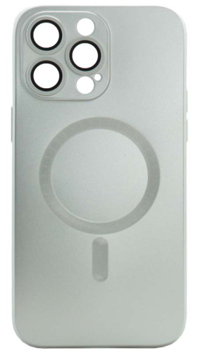 Силиконовый чехол для Apple iPhone 14 Pro Max MagSafe матовый с линзами титан