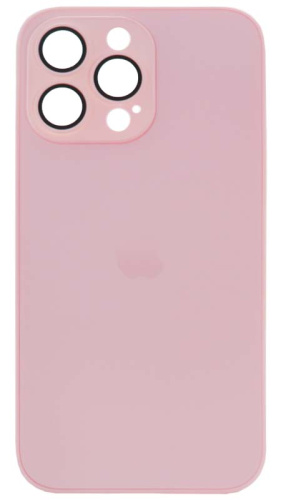 Силиконовый чехол для Apple iPhone 14 Pro Max матовое стекло с линзами розовый