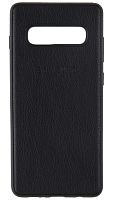 Силиконовый чехол для Samsung Galaxy S10 Plus/G975 кожа с лого черный