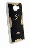 Силиконовый чехол для Samsung Galaxy A7 (2016) чёрный, золотой "S"