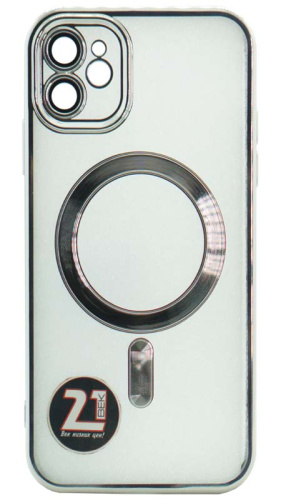 Силиконовый чехол для Apple iPhone 11 magsafe серебро