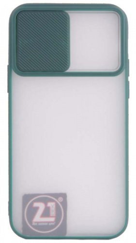 Силиконовый чехол для Apple iPhone 12/12 Pro с защитой камеры хром зеленый