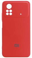 Силиконовый чехол для Xiaomi Poco X4 Pro Soft с лого красный
