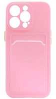 Силиконовый чехол для Apple iPhone 13 Pro с кардхолдером розовый