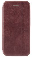 Чехол-книга OPEN COLOR для Apple iPhone 5/5S/SE с прострочкой темно-коричневый