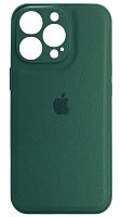 Силиконовый чехол для Apple iPhone 13 Pro с защитой камеры кожа с лого зеленый