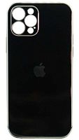 Силиконовый чехол для Apple iPhone 12 Pro глянцевый с окантовкой черный